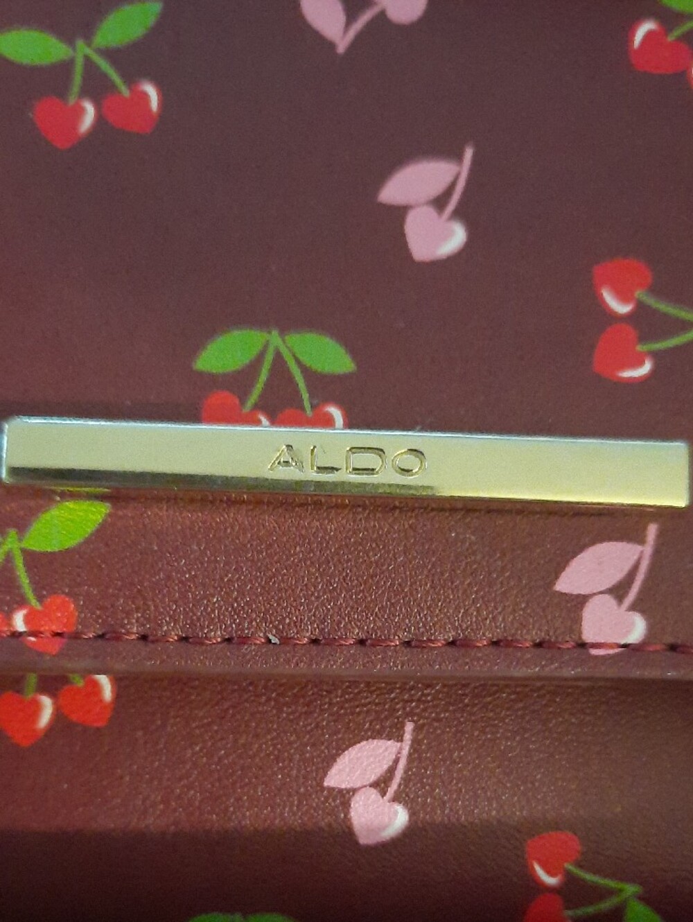 Aldo Berry Cherry-Print Wallet - Maroon with Pink & Green - Picture 7 of 8